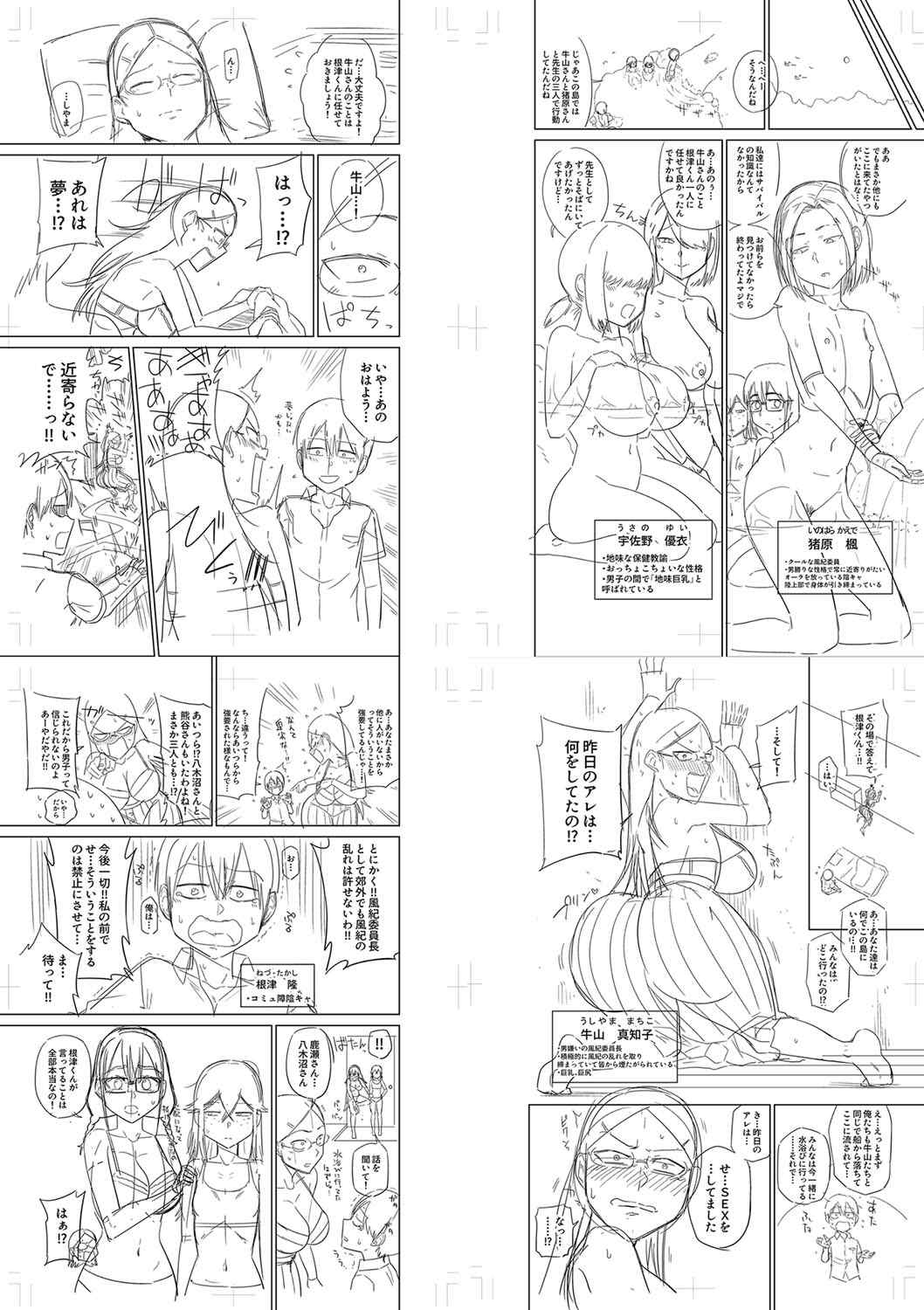 [まこしょ] 無人島で、SEXに興味津々なドスケベ陰キャ女子たちとハーレムライフ   FANZA特典